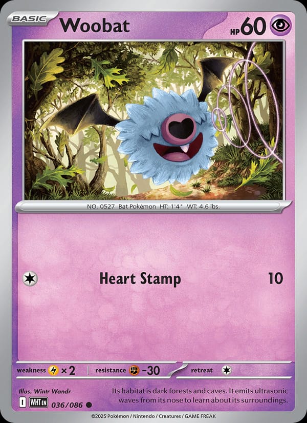 Woobat 036/086 White Flare Pokémon card