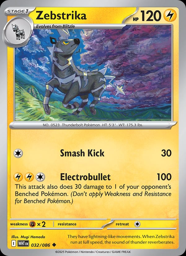Zebstrika 032/086 White Flare Pokémon card