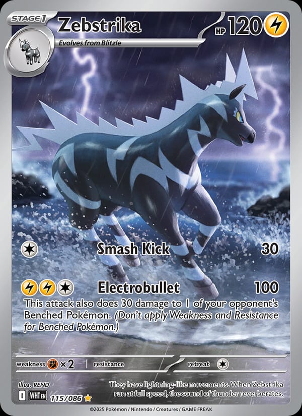 Zebstrika 115/086 White Flare Pokémon card