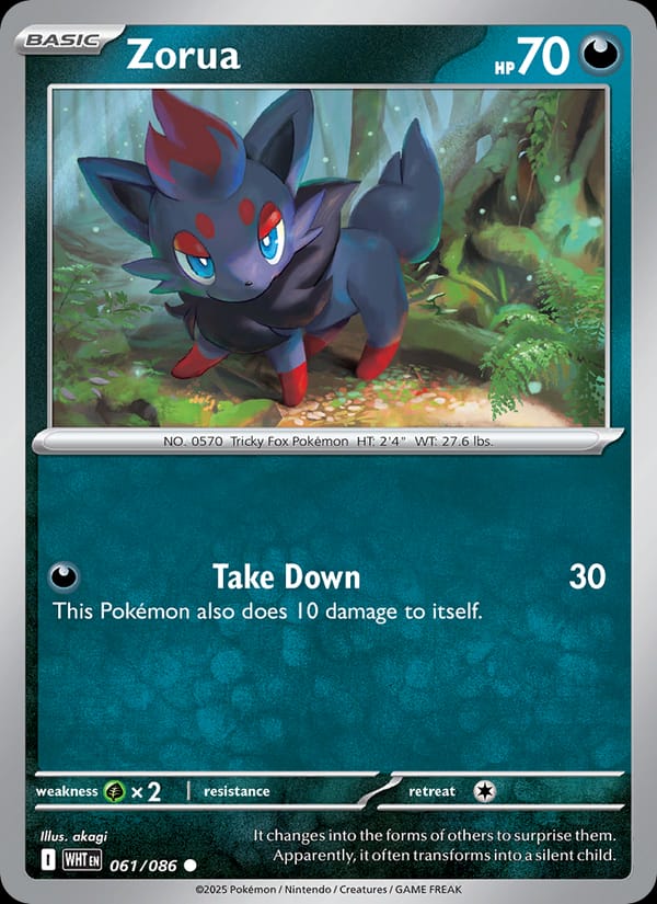 Zorua 061/086 White Flare Pokémon card