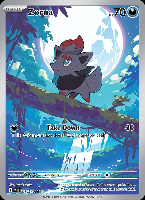 Zorua 142/086 White Flare Pokémon card