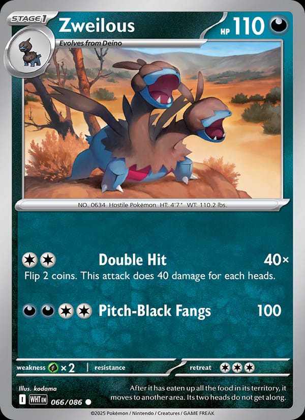 Zweilous 066/086 White Flare Pokémon card